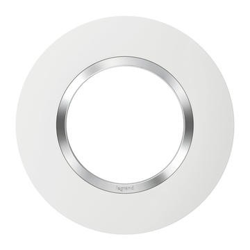 Plaque ronde dooxie 1 poste finition blanc avec bague effet chrome - 600973