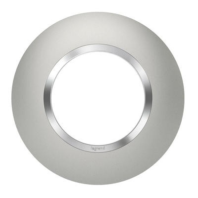 600975-Plaque ronde effet aluminium bague effet chrome