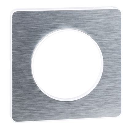Odace Touch, plaque Aluminium brossé avec liseré Blanc 1 poste - S520802J 