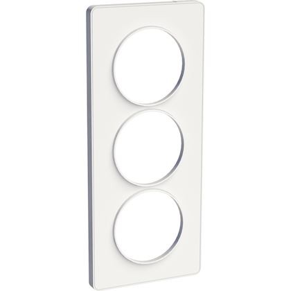 Odace Touch, plaque Blanc avec liseré Blanc 3 postes verticaux 57mm - S520816 