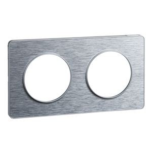 Odace Touch, plaque Aluminium brossé liseré Alu 2 post. horiz./vert. 71mm - S530804J 