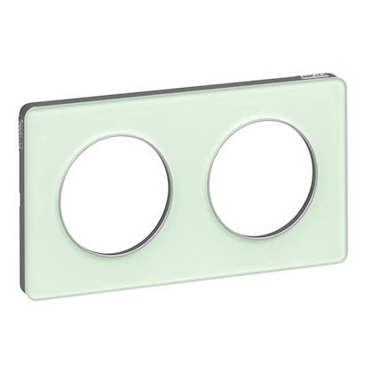 Odace Touch, plaque Translucide Verre avec liseré Alu 2 postes horiz./vert. 71mm - S530804S 
