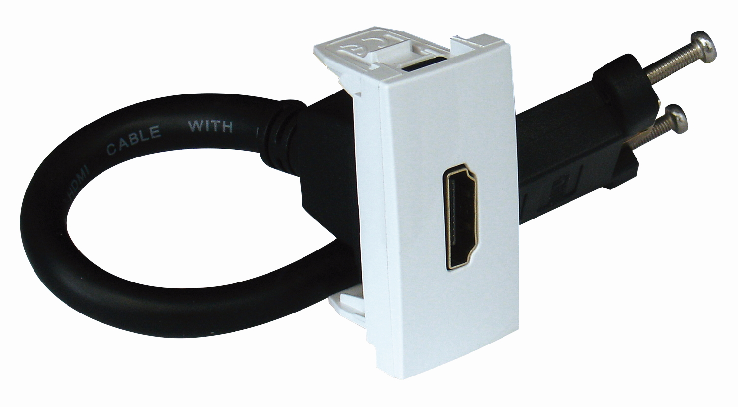 Prise HDMI avec connecteur - 1 module - blanc
