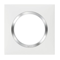 Plaque carrée dooxie 1 poste finition blanc avec bague effet chrome - 600841
