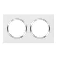 Plaque carrée dooxie 2 postes finition blanc avec bague effet chrome - 600842