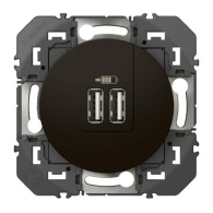 Double chargeur USB TypeA dooxie 3A finition noir - 600543 - LEGRAND
