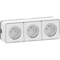 Mureva Styl - Triple PC 2P+T horiz. précâblée - saillie - IP55 - IK08 - blanc - MUR36039