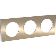 Odace Touch, plaque Bronze brossé liseré Blanc 3 postes horiz./vert. 71mm - S520806L