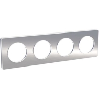 Odace Touch, plaque Aluminium brossé liseré Blanc 4 postes horiz./vert. 71mm - S520808J