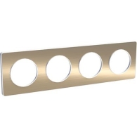 Odace Touch, plaque Bronze brossé liseré Blanc 4 postes horiz./vert. 71mm - S520808L