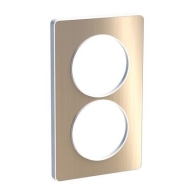 Odace Touch, plaque Bronze brossé avec liseré Blanc 2 postes verticaux 57mm - S520814L