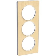 Odace Touch, plaque Bois nordique avec liseré Blanc 3 postes verticaux 57mm - S520816M