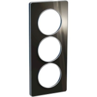 Odace Touch, plaque Aluminium brillant fumé avec liseré Alu 3postes entraxe 57mm - S530816K1