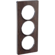 Odace Touch, plaque Wenge avec liseré Alu 3 postes verticaux entraxe 57mm - S530816P