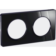 Plaque Miroir brillant fumé avec liseré Anthracite Odace Touch 2 postes entraxe 71mm - S540804K1