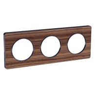 Plaque Bois Zebra avec liseré Anthracite Odace Touch 3 postes horiz/vert entraxe 71mm - S540806P4