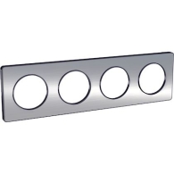 Plaque Alminium brossé liseré Anthracite Odace Touch 4 postes horiz./vert. 71mm - S540808J