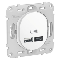 Ovalis - prise USB double - type A+C - Blanc - mécanisme + plaque - 5Vcc - 2,4A - S260401
