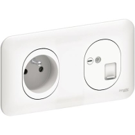 Ovalis - prise 2P+T+prise RJ45 - plaque double - S260469