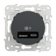 Odace - prise USB double - charge rapide - type A+C - anthracite - 18W - 3,4A - S540219