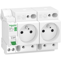 Resi9 XE - Combiné disjoncteur + 2 prises de courant - 1P+N - 250V - 16A - R9ECS616