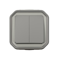 Commande double interrupteur ou poussoir Plexo complet saillie gris - 069715L