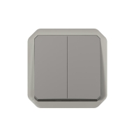 Commande double interrupteur ou poussoir Plexo composable gris - 069525L