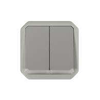 Commande double interrupteur ou poussoir lumineux Plexo composable gris - 069526L