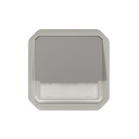 Poussoir NO-NF lumineux porte-étiquette Plexo composable gris - 069544L