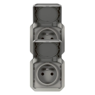 Prise de courant 2x2P+T verticale Plexo composable gris - 069563L
