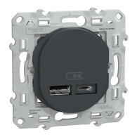 Ovalis - double chargeur USB A+C 12W - Anthracite - S340401