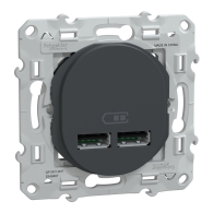 Ovalis - double chargeur USB A+A 10,5W - Anthracite - S340407
