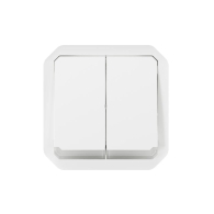 Commande double interrupteur ou poussoir lumineux Plexo composable blanc - 069626L