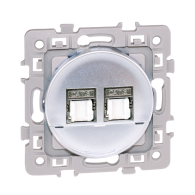 SQUARE Double prises RJ45 blindées CAT6 STP (Grade2 TV) Silver Eur'ohm - 60473