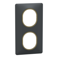Ovalis - plaque de finition - 2 postes vertical - 71mm - anthracite bague laiton - S340724E