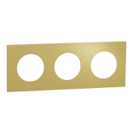 Plaque de finition Odace Métal 3 postes effet Laiton support Blanc - Schneider Electric - S911706