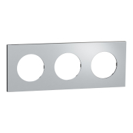 Plaque de finition Odace Métal 3 postes effet Aluminium support Noir - Schneider Electric - S913706