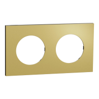 Plaque de finition Odace Métal 2 postes effet Laiton support Noir - Schneider Electric - S916704