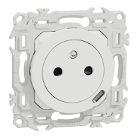 Prise Odace 2P+T affleurante + chargeur USB - C 18W Power Delivery Blanc craie - Schneider Electric - S920042