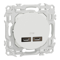 Chargeur Odace double USB type C+C - 21W Power Delivery Blanc craie - Schneider Electric - S920401