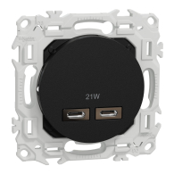 Chargeur Odace double USB type C+C - 21W Power Delivery Noir onyx - Schneider Electric - S940401