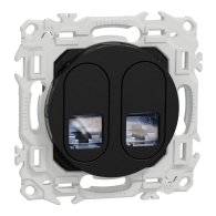 Prise Odace double RJ45 Cat6 STP grade 2TV min à grade 3TV Noir onyx - Schneider Electric - S940486