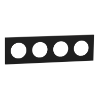 Plaque de finition Odace 4 postes couleur Noir onyx - Schneider Electric - S940708
