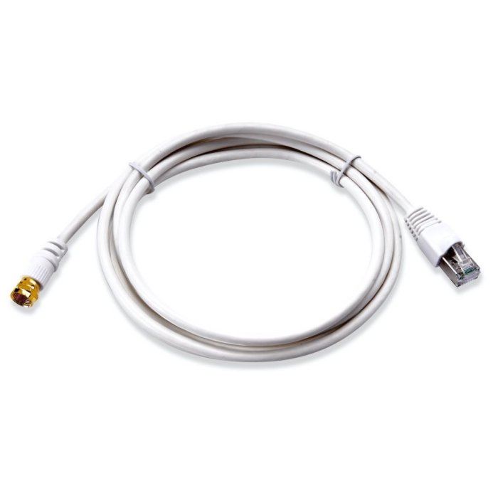 Câble TV Prise Murale RJ45 - Coaxial Mâle Mâle 2 M Blanc