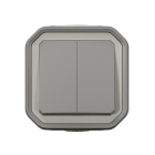 Commande double interrupteur ou poussoir Plexo complet saillie gris - 069715L