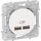S520407 - Odace - double chargeur usb 2.1 A - blanc | Schneider Electric