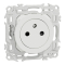 Prise Odace 2P+T affleurante avec griffes bornes automatiques Blanc craie - Schneider Electric - S925052