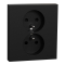Double prise de courant 2P+T avec plaque 1 poste Odace Noir onyx - Schneider Electric - S941089