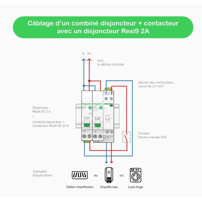Resi9 XE Combine disjoncteur contacteur 1P N 20A R9ECT620 SCHNEIDER ELECTRIC