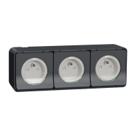 Mureva Styl - Triple PC 2P+T horiz. précâblée - saillie - IP55 - IK08 - gris - Schneider Electric - MUR36037